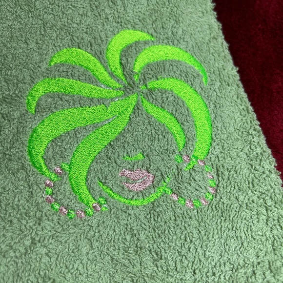 COPY - Green Girl Sorority Pink Embroidered Kitchen Towel-on white towel - Picture 3 of 7